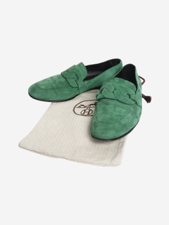 Green suede loafers - size EU 36.5 Flat Shoes Hermes 