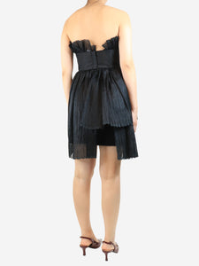 Marchesa Notte Black strapless bow-front mini dress - size UK 10