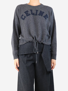 Celine Grey logo jumper with drawstring - size S