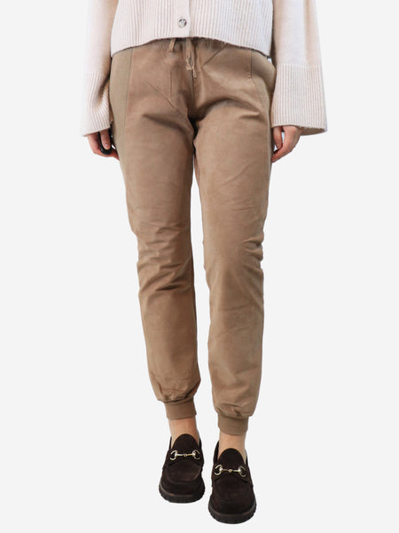 Brown suede joggers - size XL product image