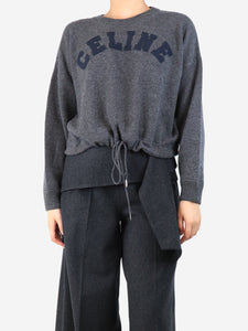 Celine Grey logo jumper with drawstring - size S