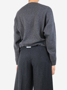 Celine Grey logo jumper with drawstring - size S