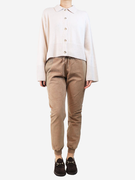 Brown suede joggers - size XL alternate image