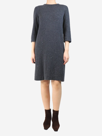 Dark grey sequin knit dress - size M Dresses Brunello Cucinelli 