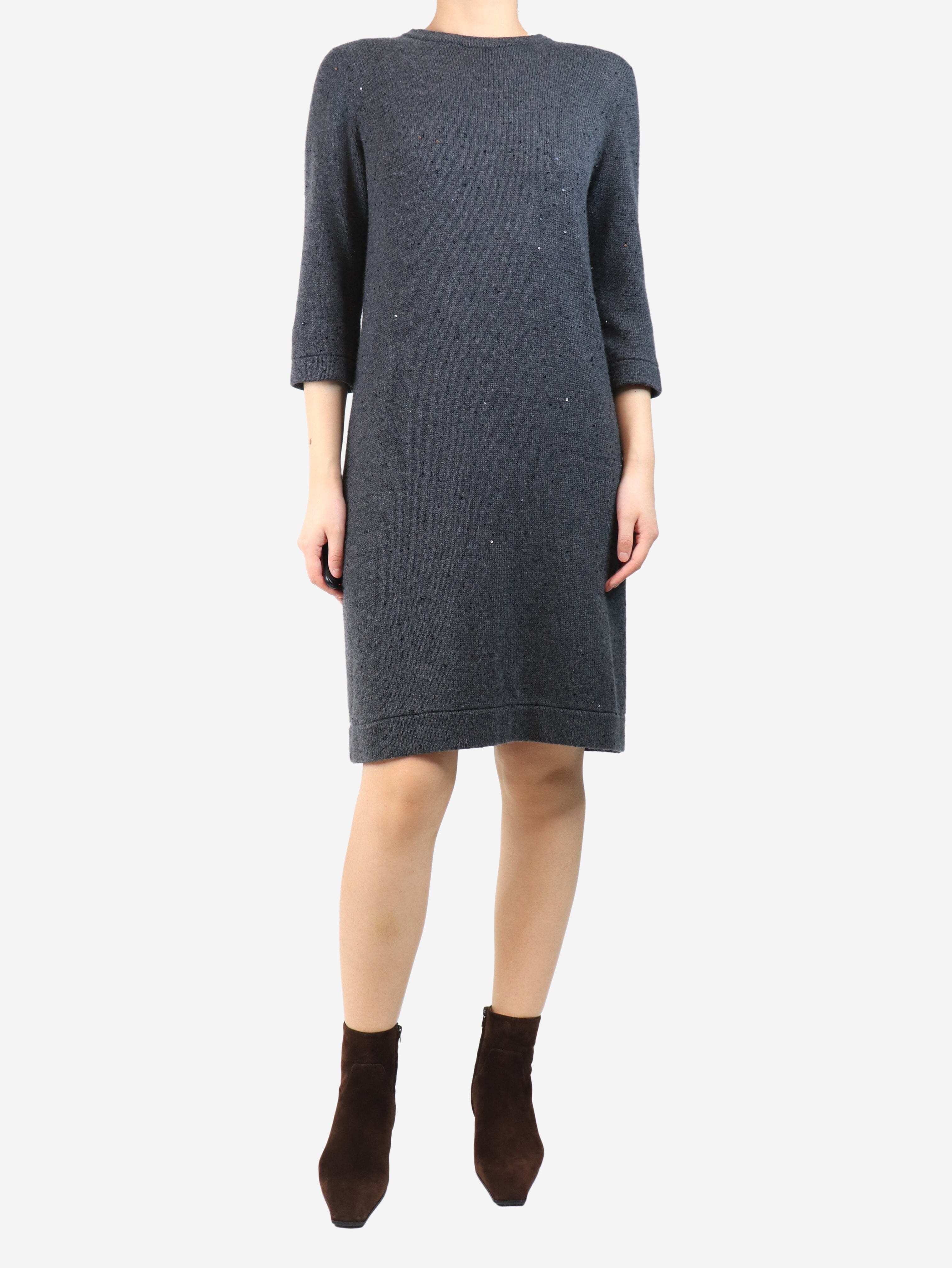 Dark grey sequin knit dress - size M Dresses Brunello Cucinelli 
