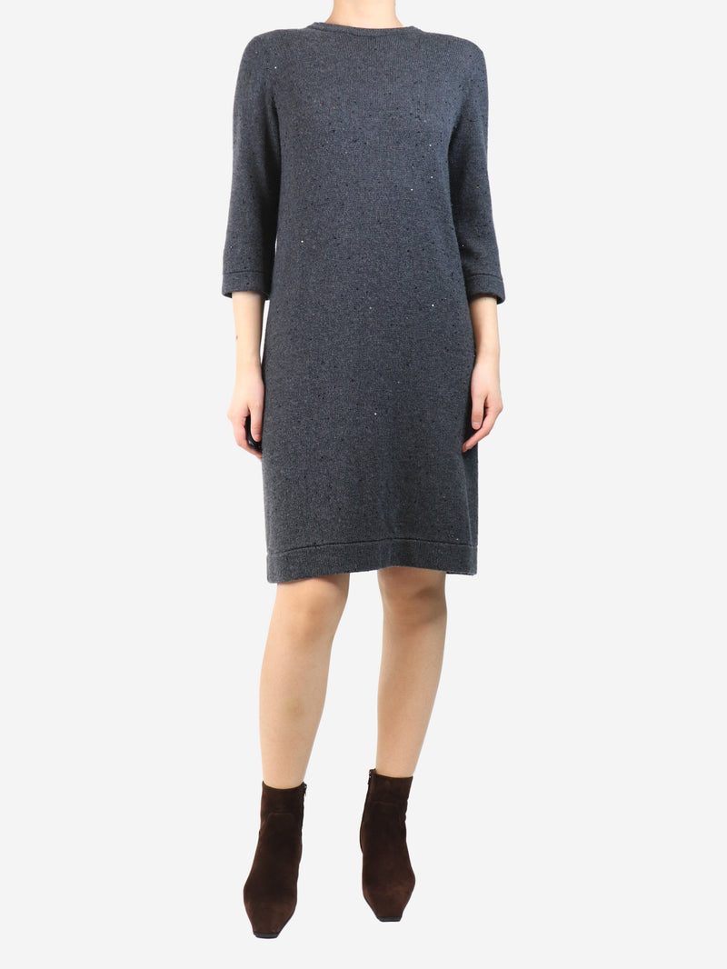 Dark grey sequin knit dress - size M Dresses Brunello Cucinelli 