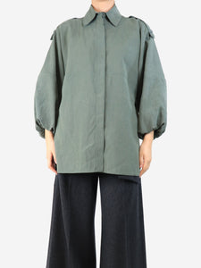 Gabriela Hearst Green flowy linen blouse - size UK 8