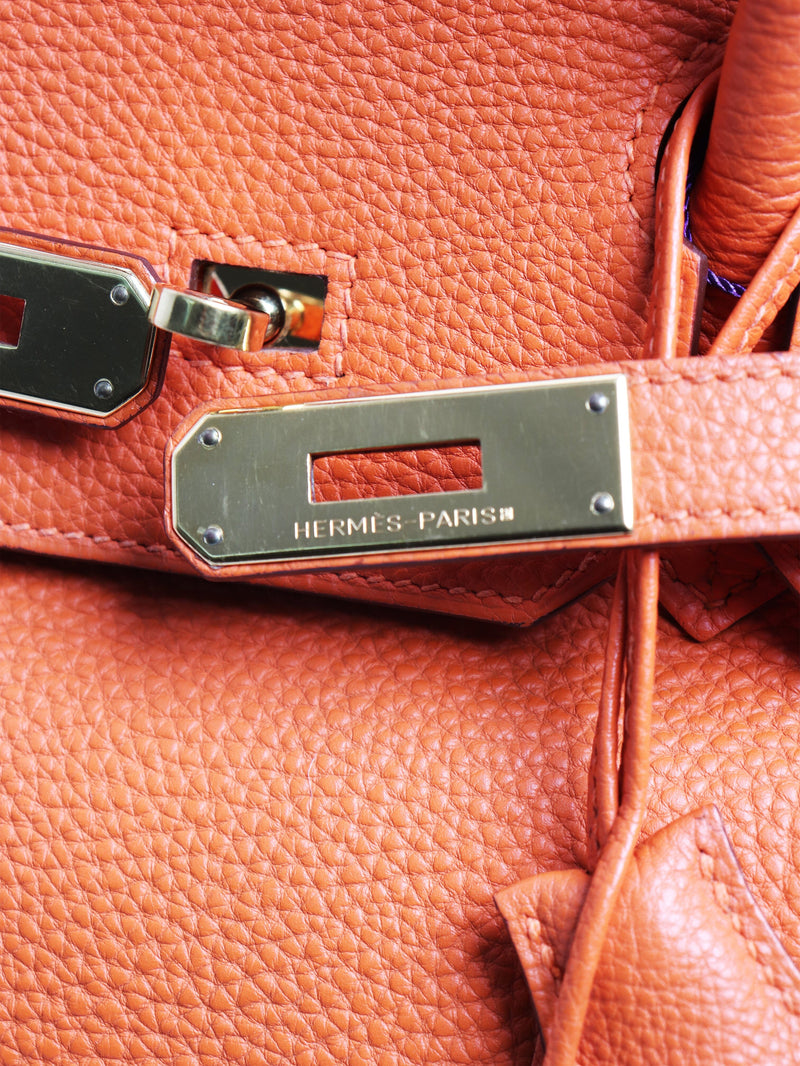 Orange 2010 Birkin 35 bag in Clemence leather Top Handle Bags Hermes 