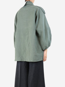 Gabriela Hearst Green flowy linen blouse - size UK 8