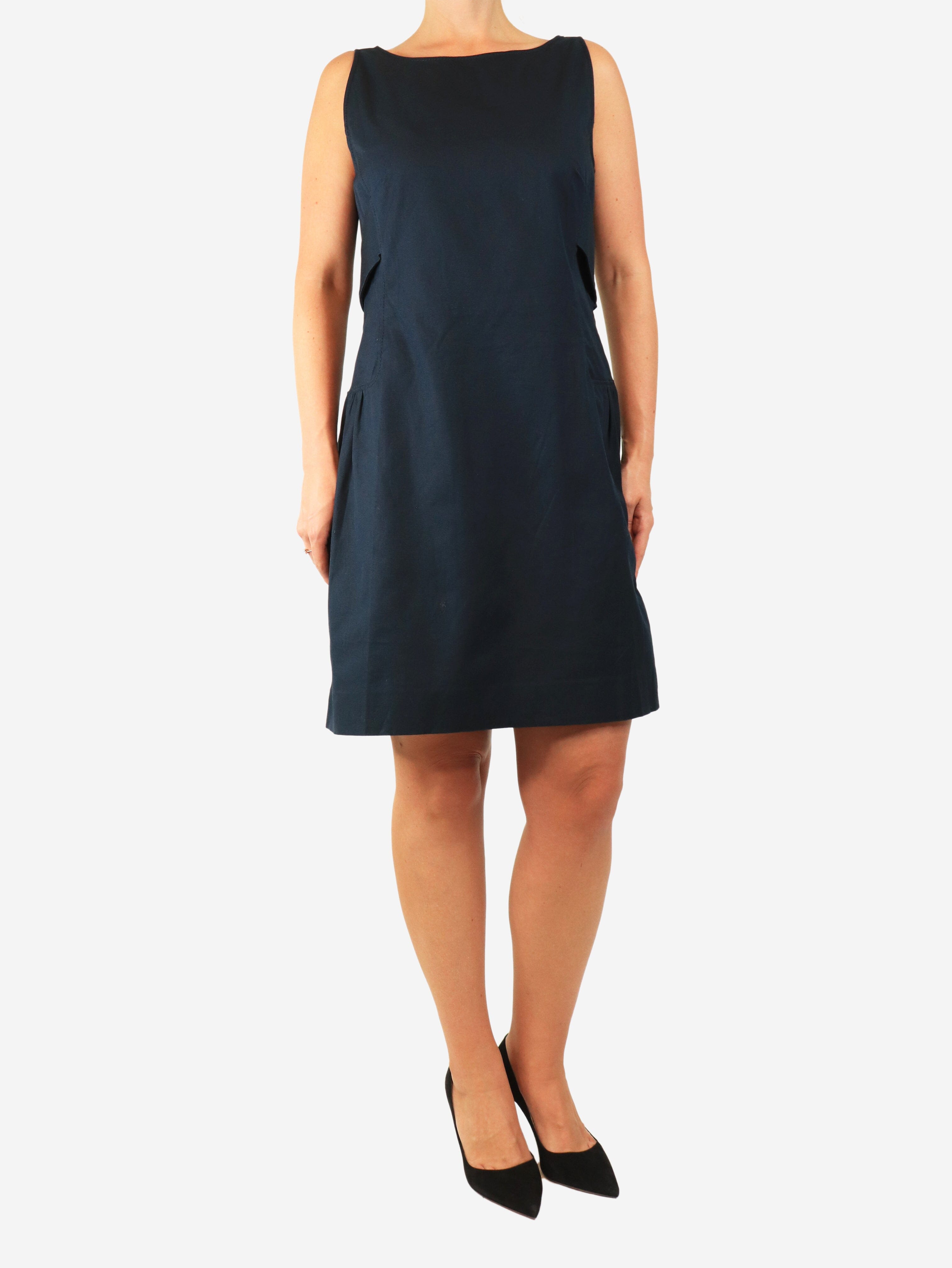 Navy sleeveless cotton-blend dress - size UK 14 Dresses Red Valentino 