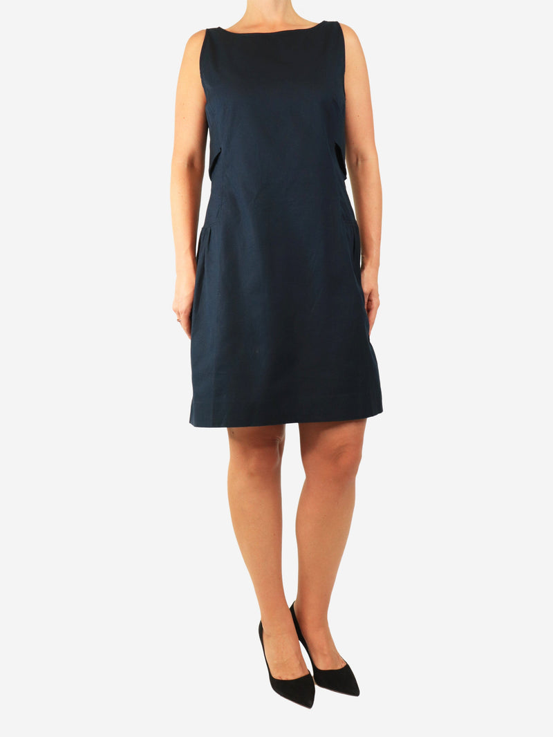 Navy sleeveless cotton-blend dress - size UK 14 Dresses Red Valentino 