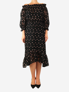 Black embroidered dasiy dress - size UK 12 Dresses Saloni 