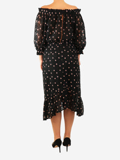 Black embroidered dasiy dress - size UK 12 Dresses Saloni 
