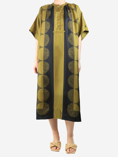 Black and khaki Athena midi dress - size UK 8