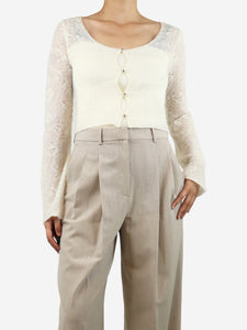 Nume White cropped cut-out knit top - size M