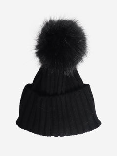 Black cable knit pom-pom beanie Hats Moncler 