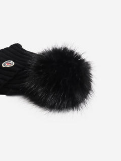 Black cable knit pom-pom beanie Hats Moncler 