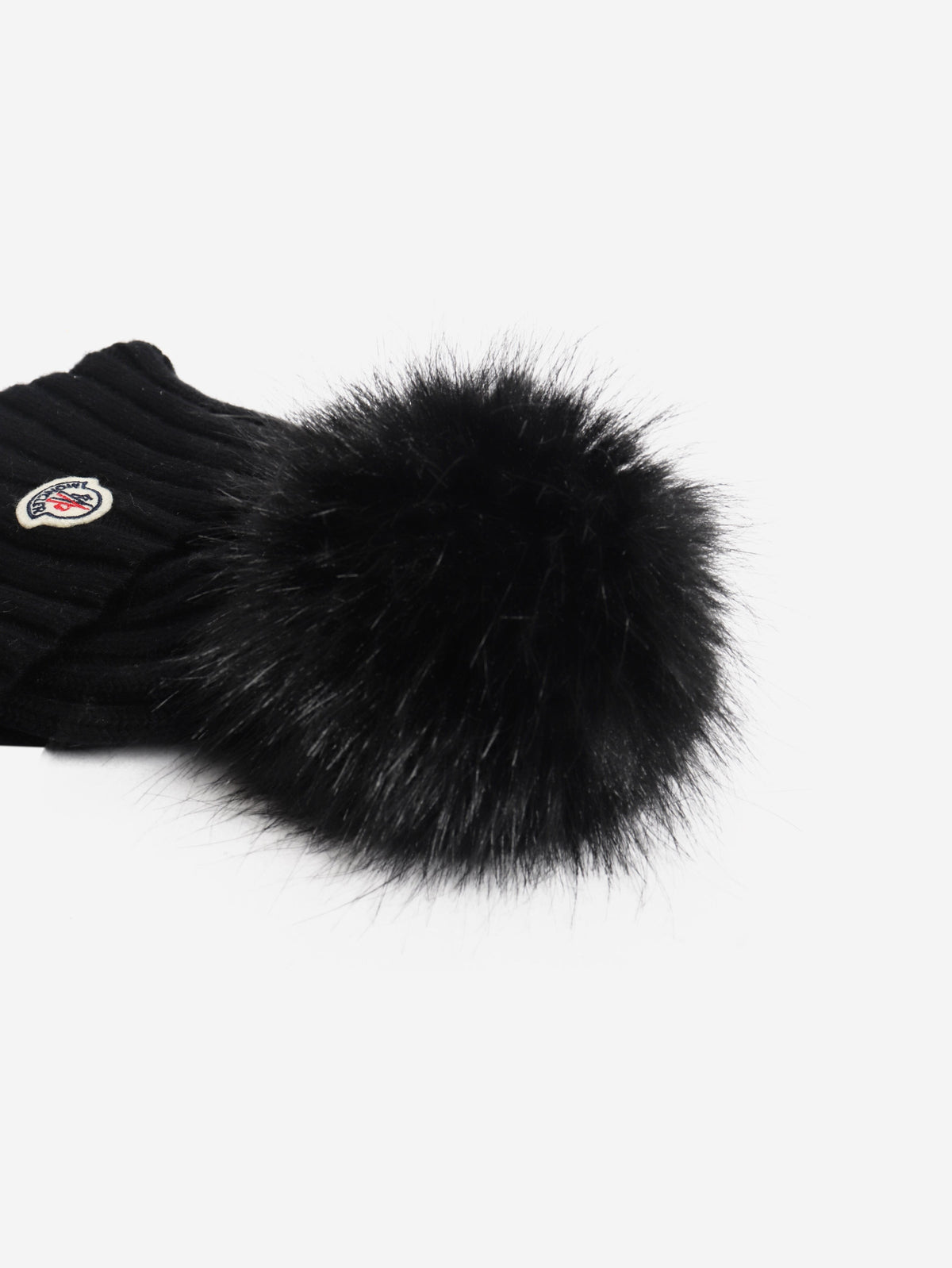 Black cable knit pom-pom beanie Hats Moncler 