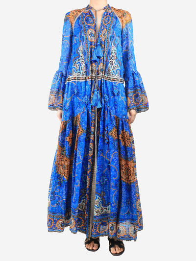 Blue and orange silk printed maxi dress - size UK 8 Dresses Etro 