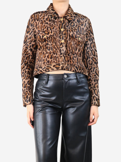 Brown leopard print cowhide jacket - size UK 8 Coats & Jackets Skiim 