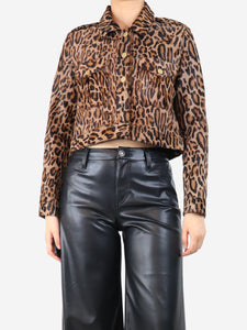 Skiim Brown leopard print cowhide jacket - size UK 8