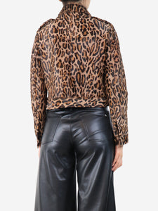 Skiim Brown leopard print cowhide jacket - size UK 8