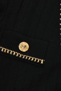 Versace Black and gold cropped cardigan - size UK 10