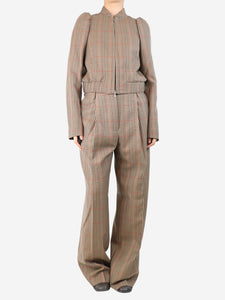 Dries Van Noten Brown check jacket and trouser set - size UK 10