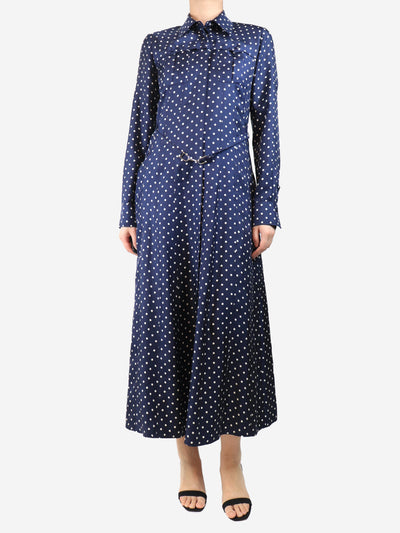 Navy silk polka dot midi dress - size UK 10 Dresses Gabriela Hearst 