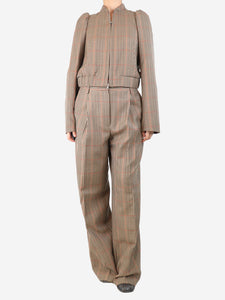 Dries Van Noten Brown check jacket and trouser set - size UK 10