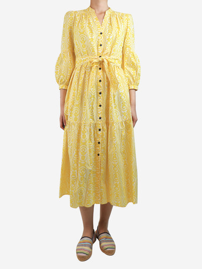 Yellow printed maxi dress - size UK 8 Dresses Cefinn 