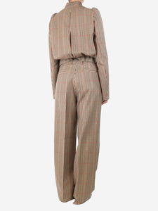 Dries Van Noten Brown check jacket and trouser set - size UK 10