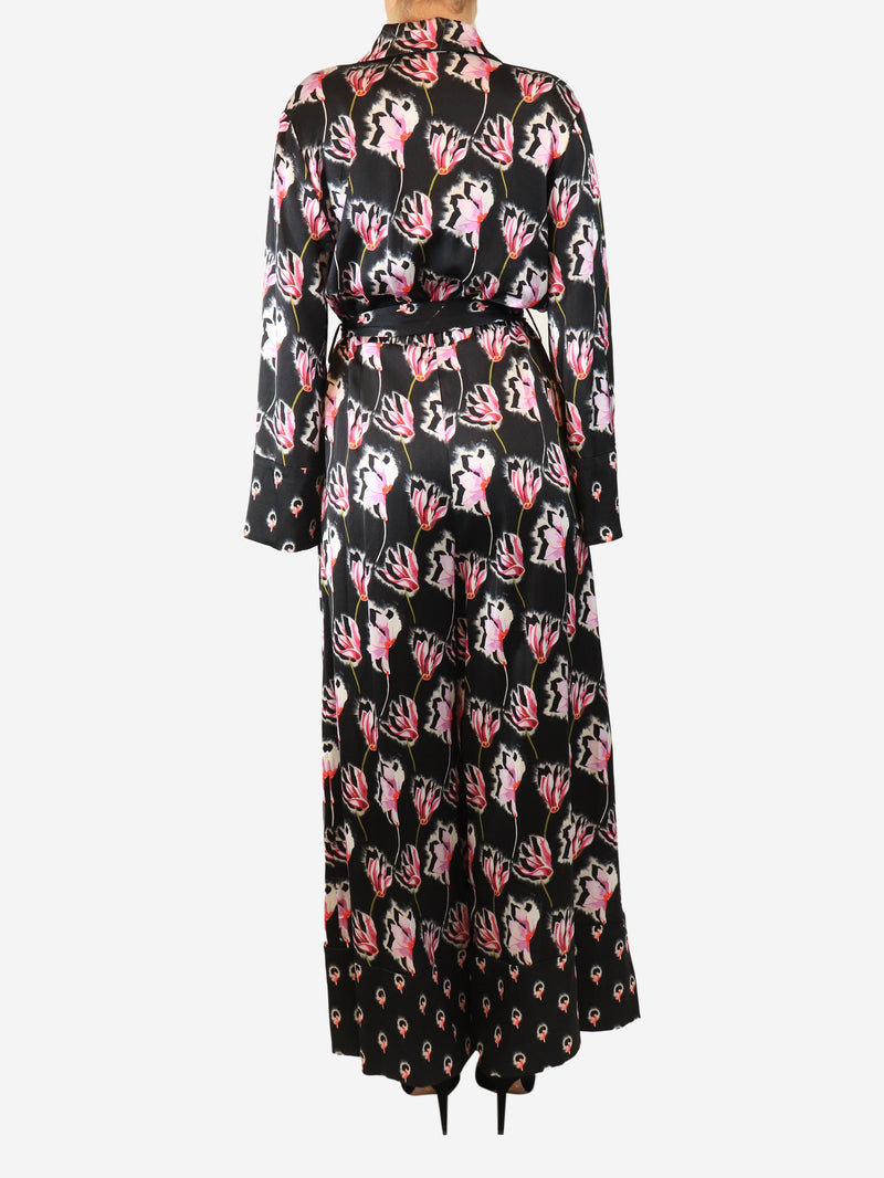 Black and pink belted floral jumpsuit - size UK 14 Jumpsuits Temperley 