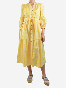 Cefinn Yellow printed maxi dress - size UK 8