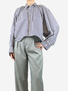 Sacai Blue striped oversized cropped shirt - size S