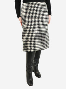 Marni Black and white houndstooth midi skirt - size UK 10