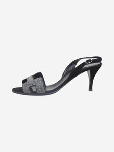 Hermes Black slingback Oran sandal heels - size EU 38