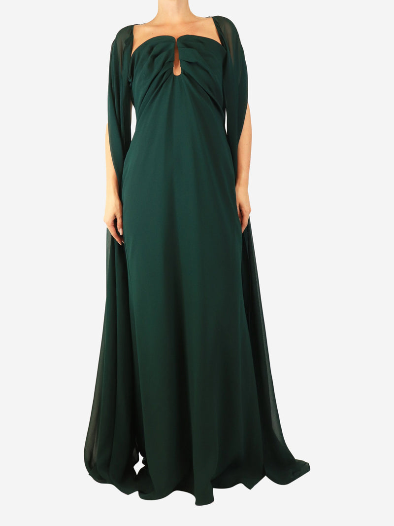 Emerald cape maxi dress - size UK 14