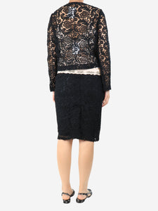 Prada Black lace top and skirt set - size UK 8