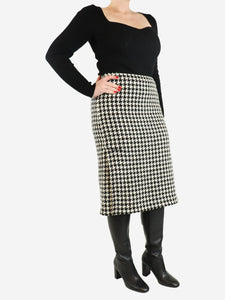 Marni Black and white houndstooth midi skirt - size UK 10