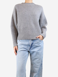Allude Grey ribbed wool-blend jumper - size S