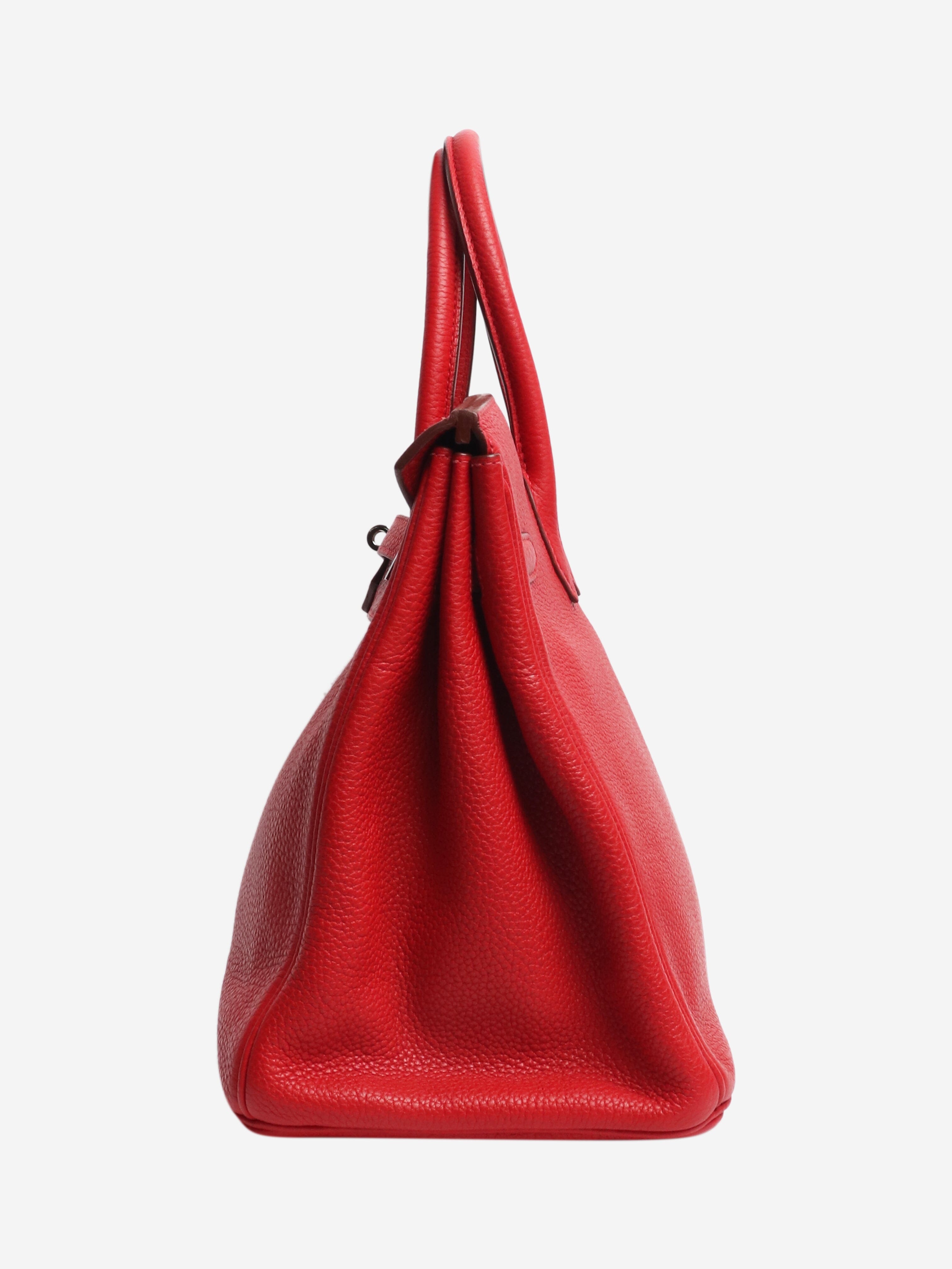 Red 2012 Birkin 35 bag in Clemence leather Top Handle Bags Hermes 