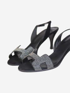 Hermes Black slingback Oran sandal heels - size EU 38
