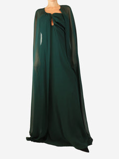 Emerald cape maxi dress - size UK 14