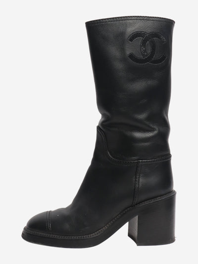 Black leather calf boots - size EU 36 Boots Chanel 