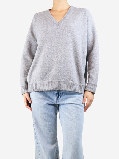 Grey cashmere v-neck jumper - size S Knitwear Kujten 