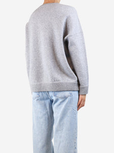 Kujten Grey cashmere v-neck jumper - size S