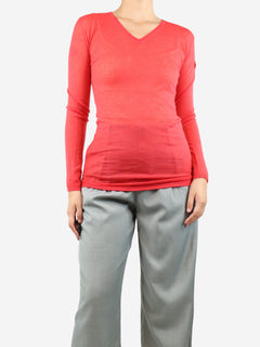 Red lightweight V-neck sweater - size M Knitwear Moncler 