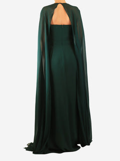 Emerald cape maxi dress - size UK 14