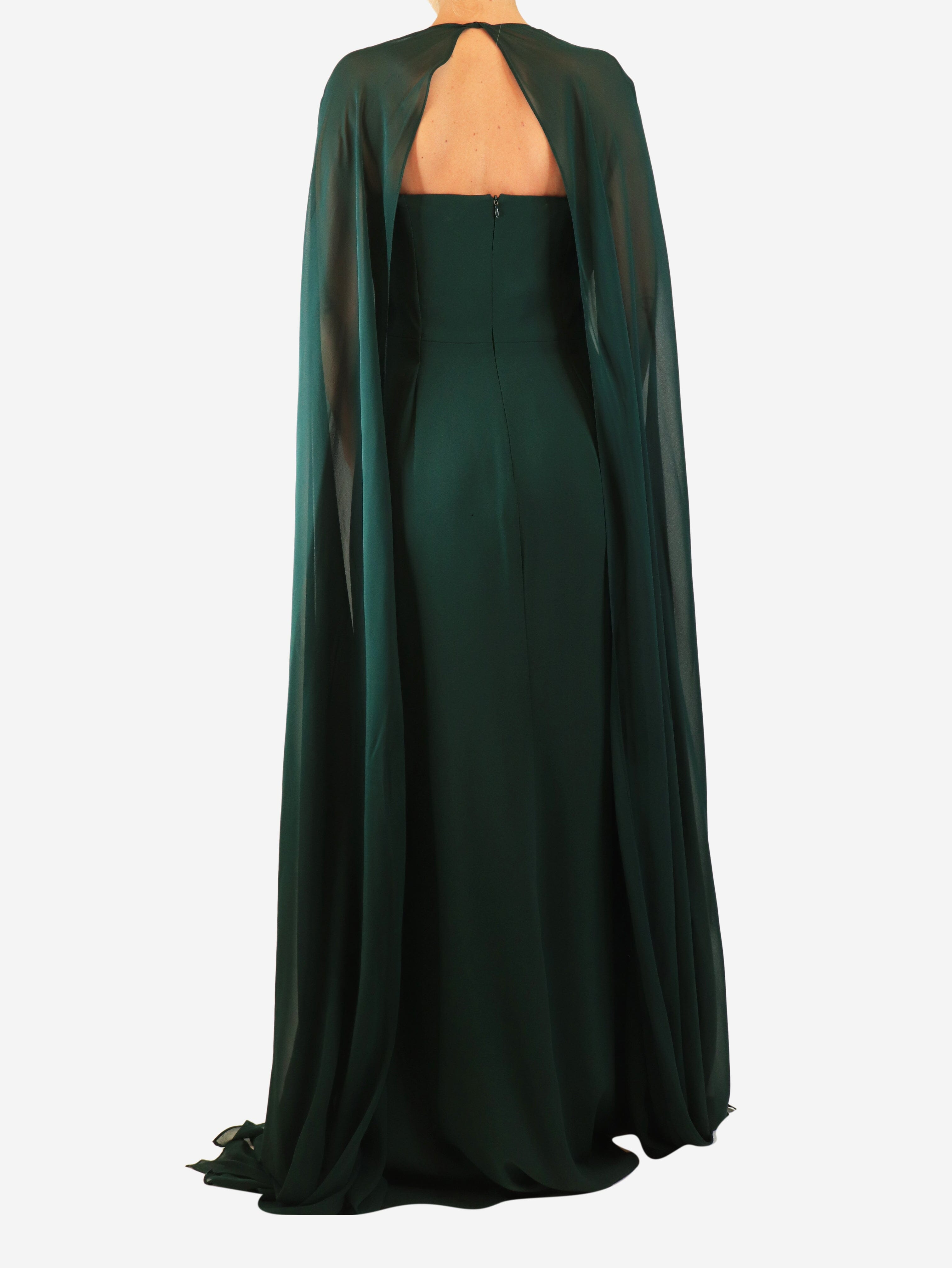 Emerald cape maxi dress - size UK 14